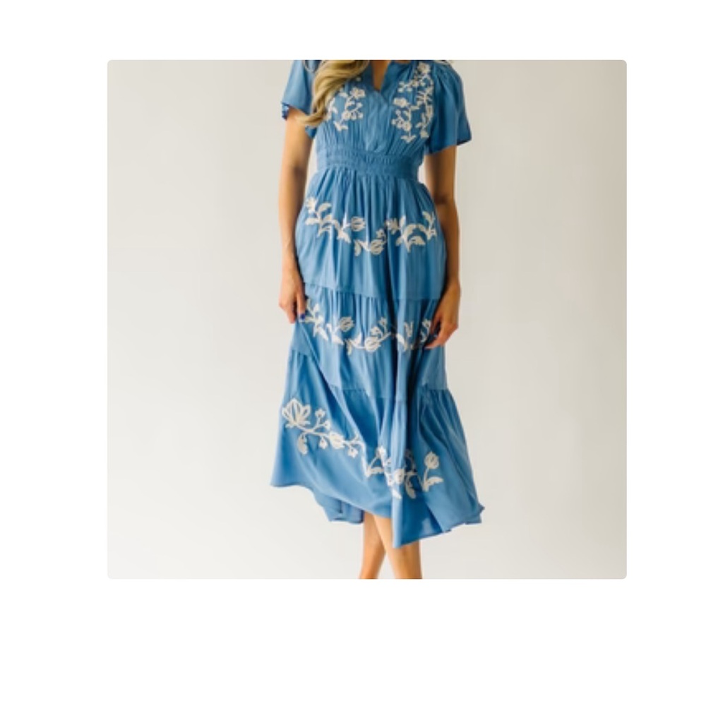 Piper and Scoot Radford Embroidered Maxi Dress in Blue